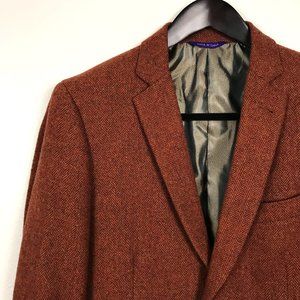 Alan Flusser Rust Herringbone Tweed Wool Sport Coat Small 38R